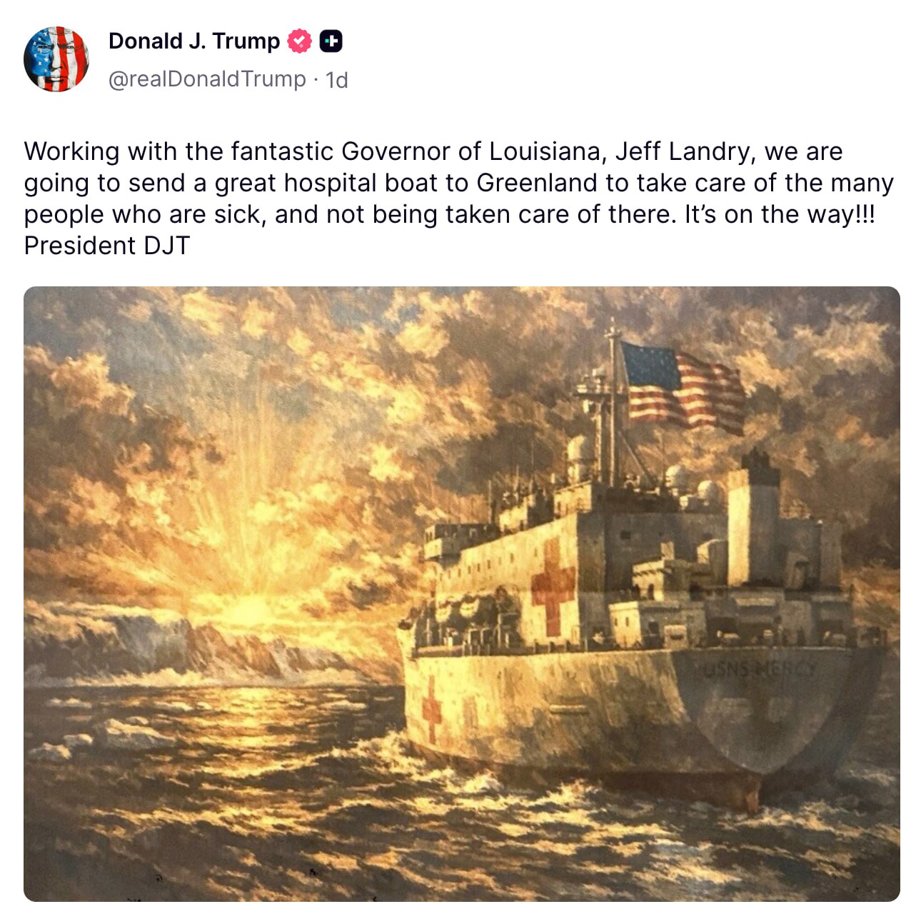 Trump pregătește o nouă provocare în adresa europenilor. Vrea să trimită în Groenlanda o navă-spital. Trump: Îi va îngriji pe mulţi oameni care sunt bolnavi şi nu sunt îngrijiţi acolo