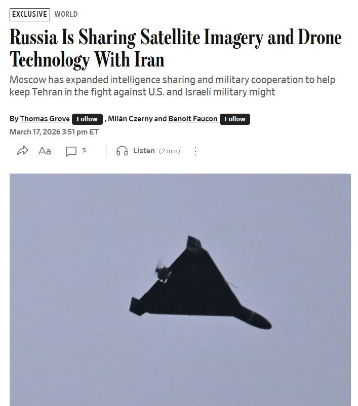 Presa americană: Rusia crește sprijinul militar pentru Iran și îi oferă date de intelligence satelitar și tehnologie de drone îmbunătățită. Moscova oferă consiliere pe tactici de drone bazată pe experiența din Ucraina