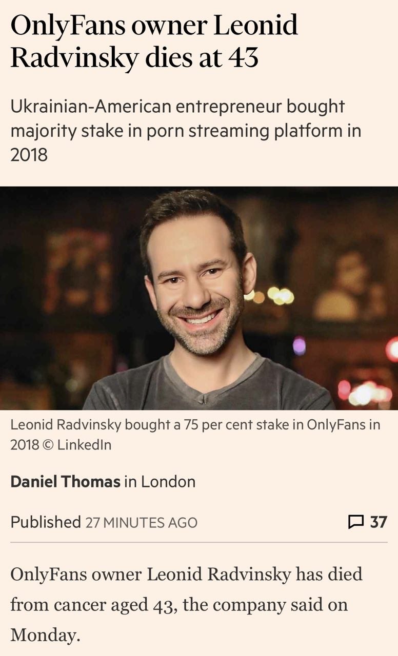  Fondatorul OnlyFans a decedat de cancer la 43 de ani. Acesta a lăsat în urmă un imperiu valorând miliarde de dolari. Platforma sa a revoluționat industria p orno