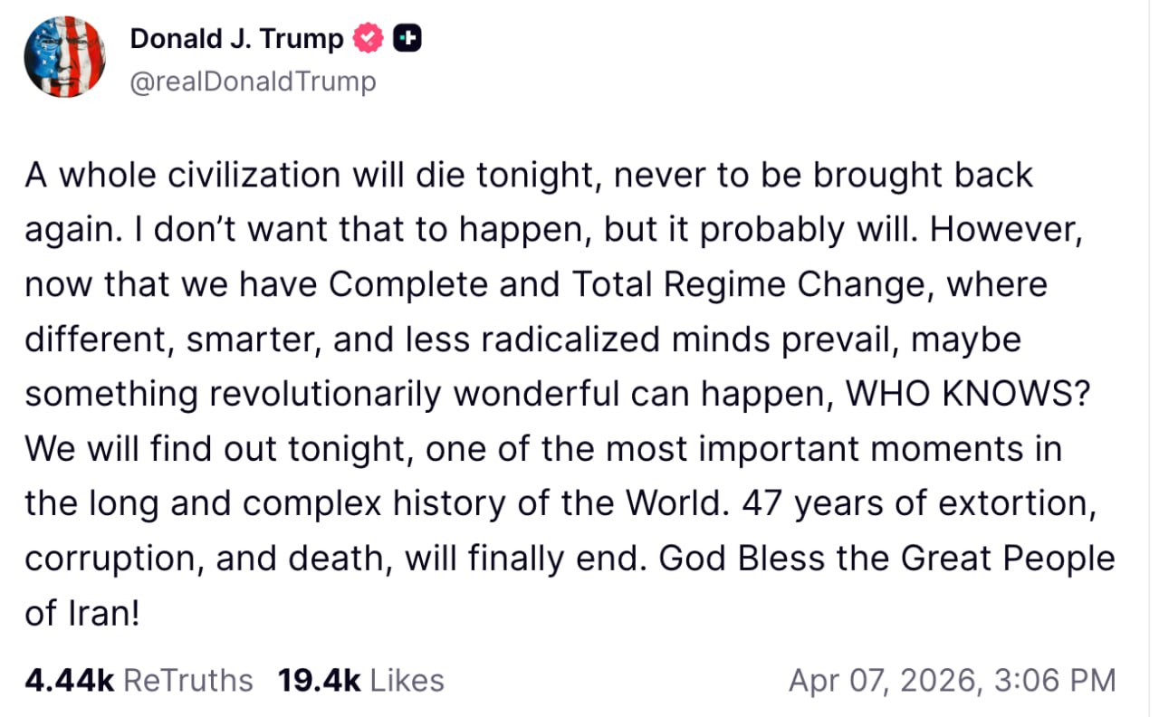 Mesaj apocaliptic al lui Donald Trump, în care sugerează că va șterge Iranul de pe fața pământului la noapte: