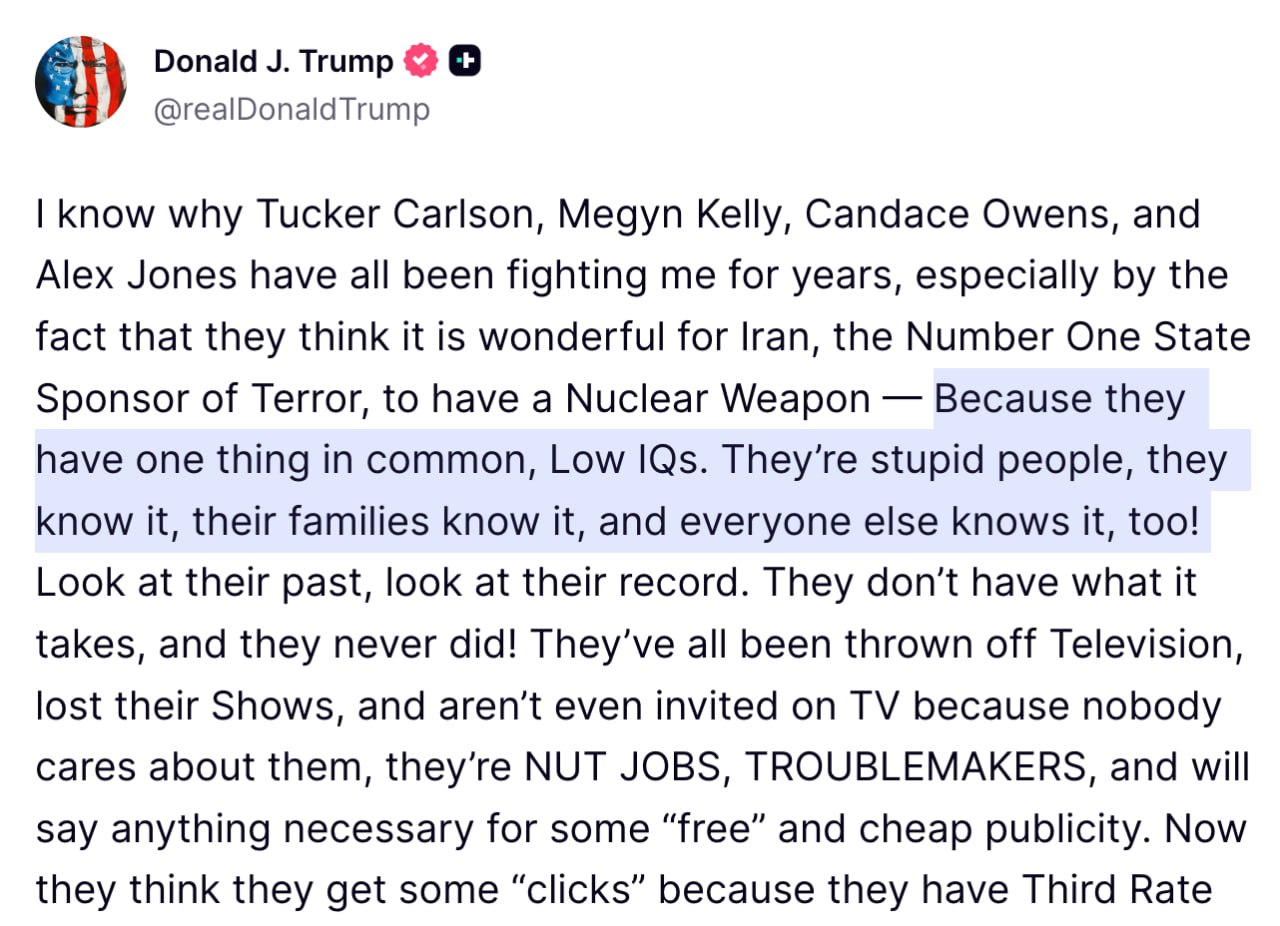 Trump atacă influencerii MAGA care s-au rupt de el din cauza Iranului. „Au un lucru în comun: un IQ scăzut. Niște ratați”