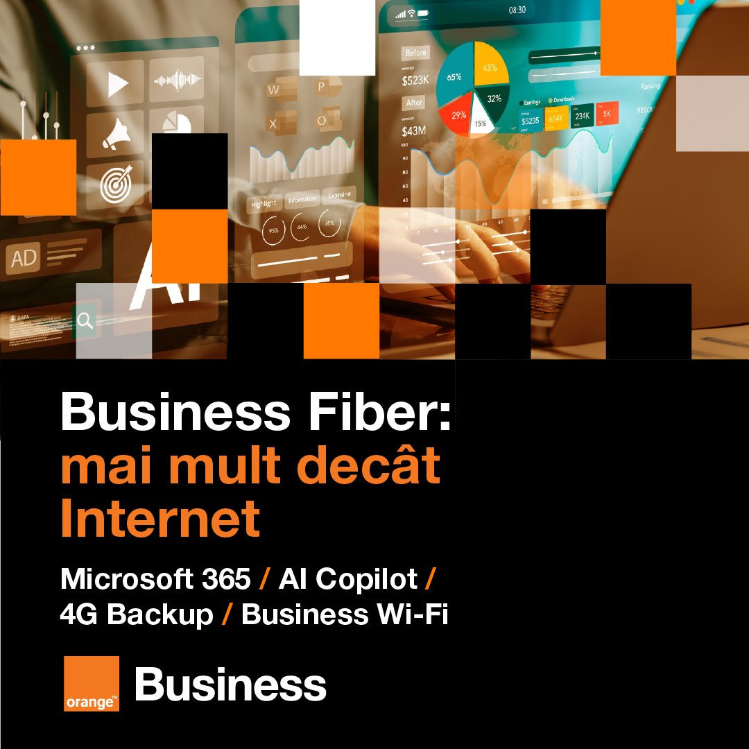 Internet prin Fibră, Microsoft 365 Business și Copilot AI într-un singur abonament, doar la Orange