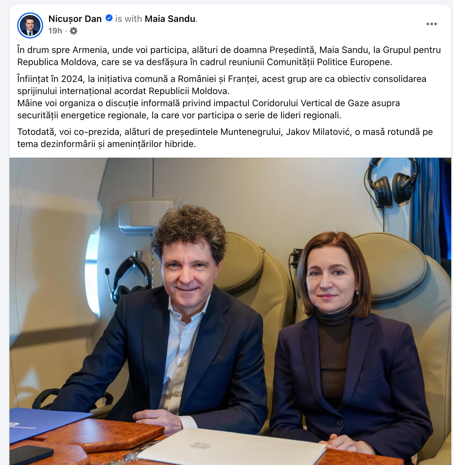 Maia Sandu și Nicușor Dan au mers împreună la Erevan pentru summitul Comunității Politice Europene: „Recunoscătoare pentru primirea călduroasă”