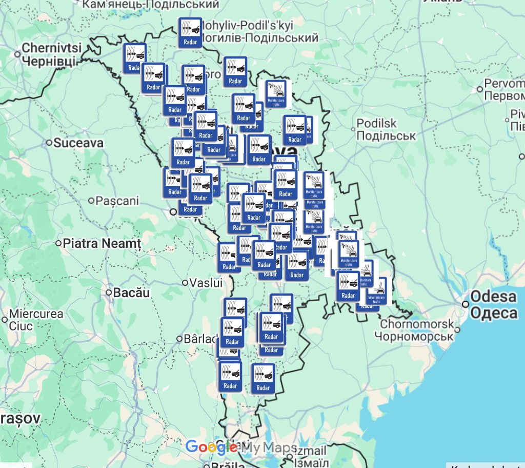 MAI a publicat harta radarelor și a camerelor de monitorizare rutieră din Republica Moldova
