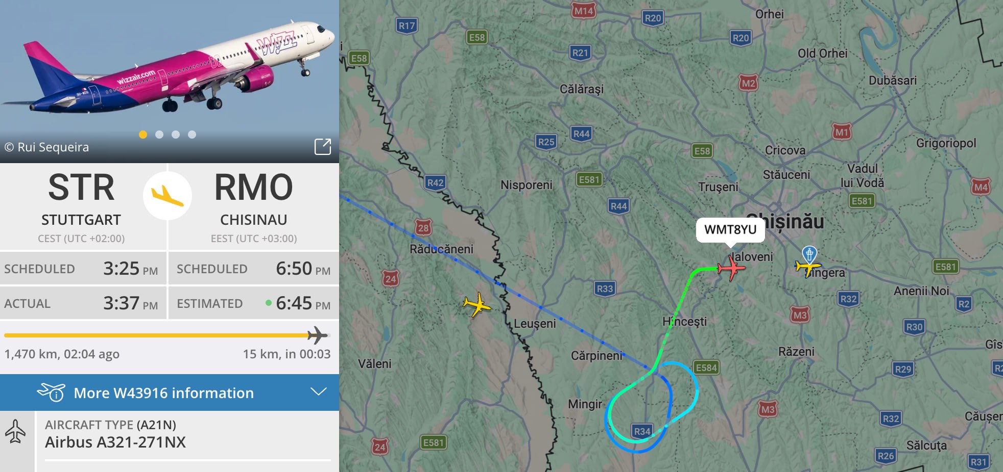 Vremea nefavorabilă face imposibilă aterizarea pe Aeroportul Chișinău. Un zbor a fost redirecționat, iar alte avioane fac cercuri deasupra Capitalei, potrivit RunWay08