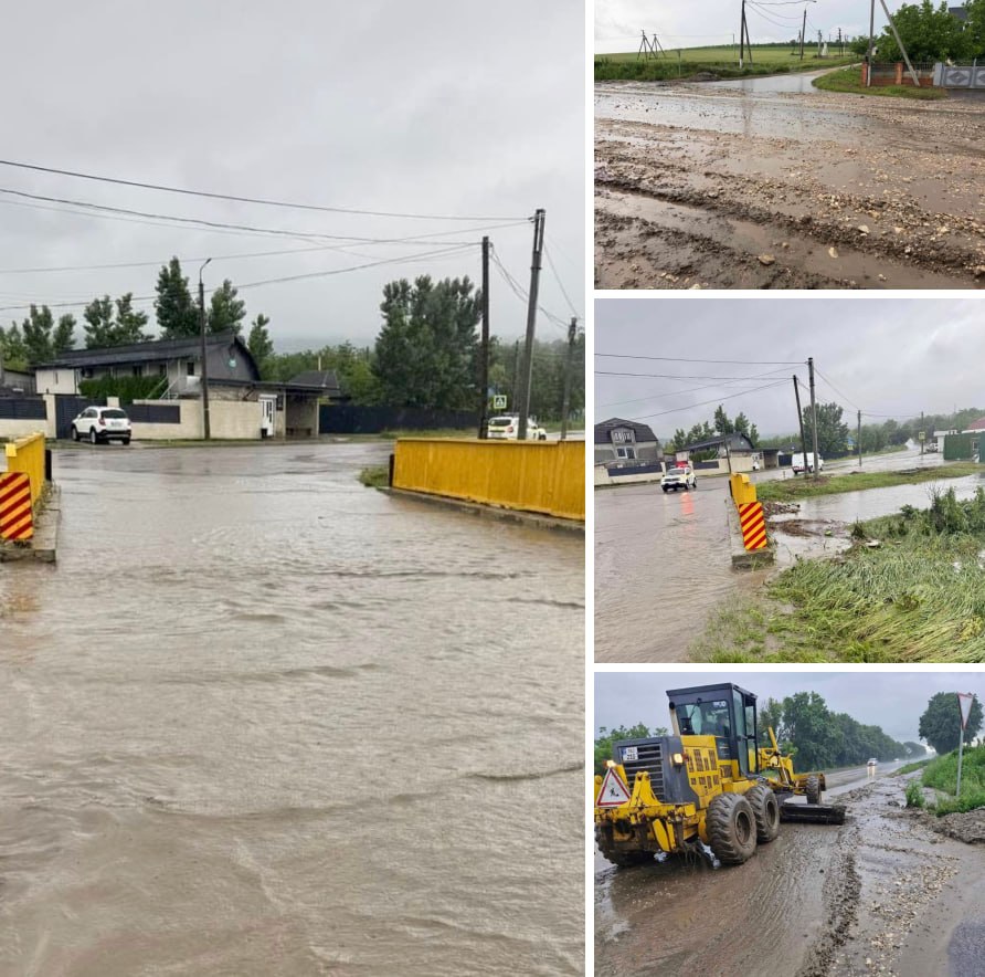 Ploile au făcut prăpăd în toată Moldova: Potop în centrul Teleneștiului. Mașinile au fost blocate de șuvoaie; mai multe raioane cu străzi blocate