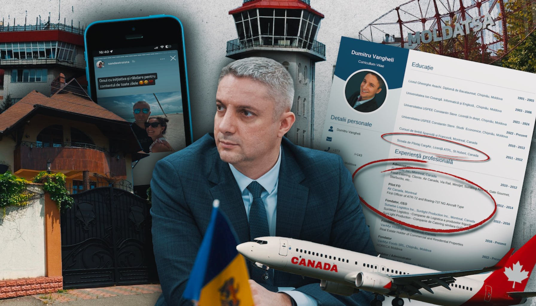 Filtrele PAS, înfundate rău. Zborul spre șefia Moldatsa, pe aripile unui CV cu informații false: „misiunile secrete” și controversele din jurul lui Dumitru Vangheli. Dumitru Vangheli, șeful Întreprinderii de Stat Moldatsa cu un salariu lunar de 110.000 lei, a inclus informații false în CV-ul cu care a câștigat funcția prin concurs în 2025. Vangheli a pretins că ar fi obținut licența de pilot la o academie din Canada și ar fi lucrat doi ani ca pilot la Air Canada, însă ambele informații sunt false, conform răspunsurilor oficiale obținute de ZdG. Air Canada a confirmat că nu are nicio înregistrare despre Vangheli ca pilot, iar aeronavele menționate de el nici nu erau operate de companie în perioada respectivă. La solicitarea ZdG, Vangheli a justificat neconformitățile invocând "misiuni secrete", iar pretinsa rudenie cu scriitorul Spiridon Vangheli, vehiculată în presă, nu se confirmă