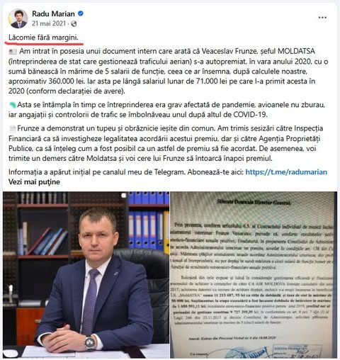 Cazul MoldATSA: Radu Marian l-a propus pe Dumitru Vanghelie la funcția de șef al instituției