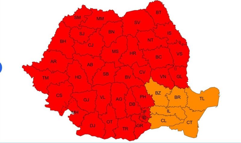 Aproape toată România intră luni sub cod roșu de caniculă. Temperaturile ajung până la 41 de grade