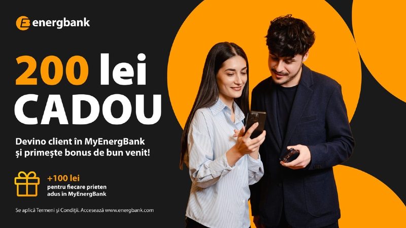 Noii clienți Energbank beneficiază de un bonus de 200 de lei la înregistrarea online