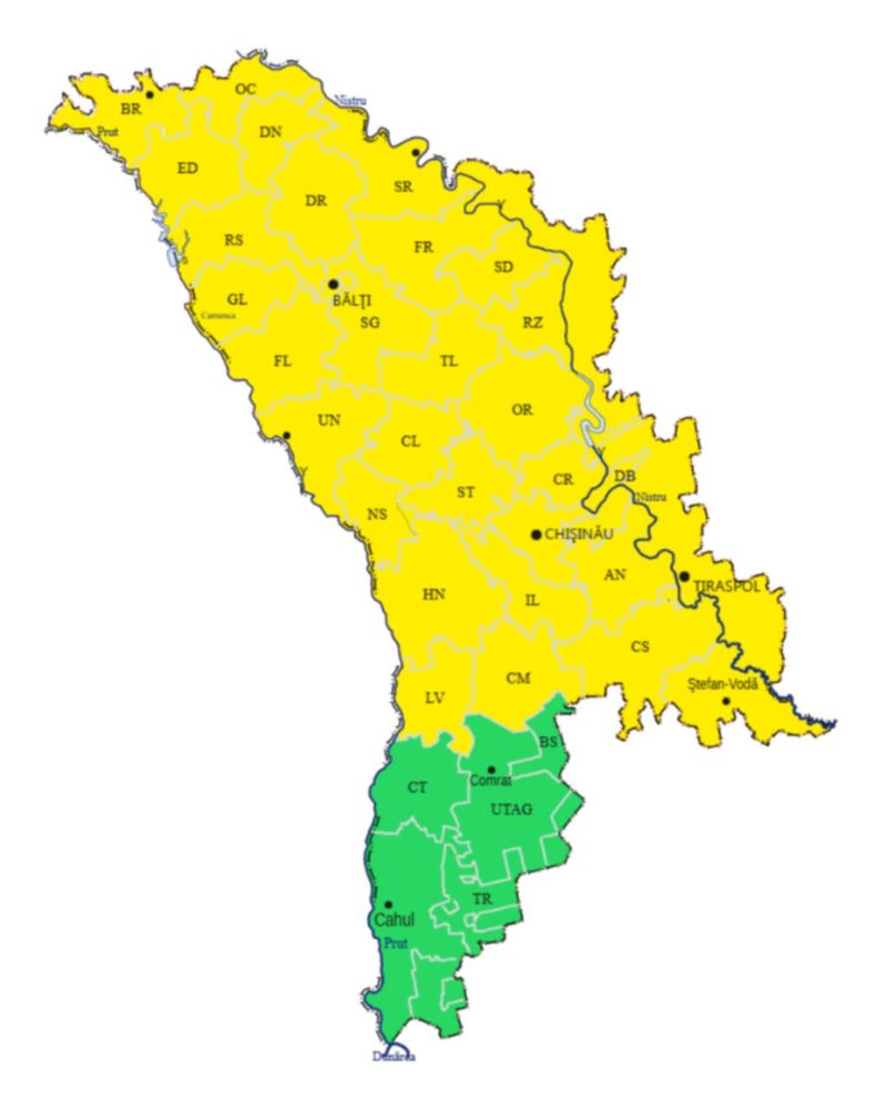 În Moldova a fost declarat cod galben de instabilitate atmosferică. Avertizarea meteorologică este valabilă astăzi între orele 14:30 și 23:00 pe cea mai mare parte a teritoriului țării