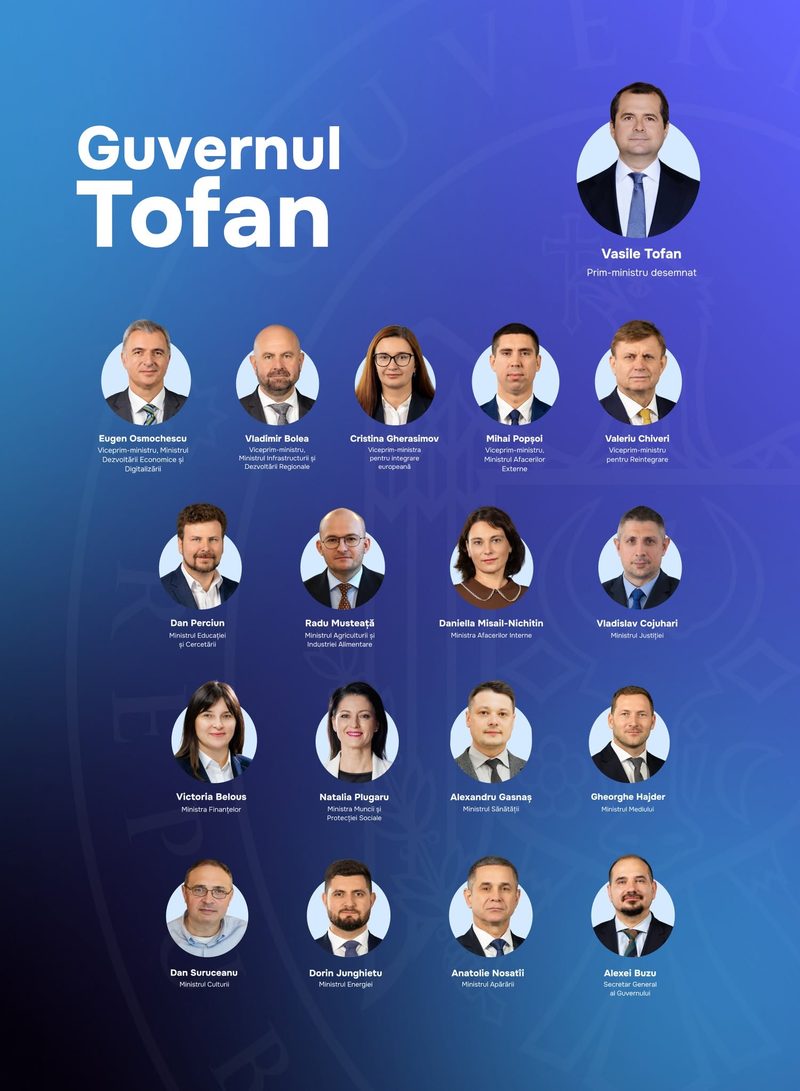 Ultimă oră! Vasile Tofan a prezentat componența Guvernului