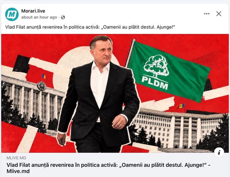 Filat anunță revenirea în politica activă, acuzând guvernarea de incompetență și corupție. Citat de publicația Nataliei Morari, acesta spune: Oamenii au plătit destul, ajunge!